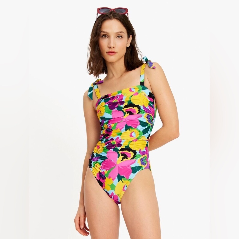 NWT Kate Spade Orchid Bloom Bow Shoulder Tie One Piece